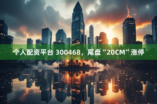 个人配资平台 300468，尾盘“20CM”涨停